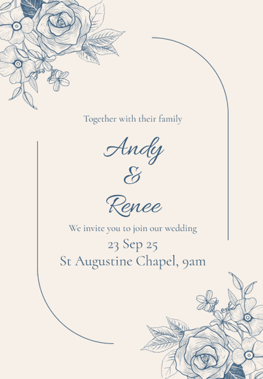 Peach and cream wedding invitation design